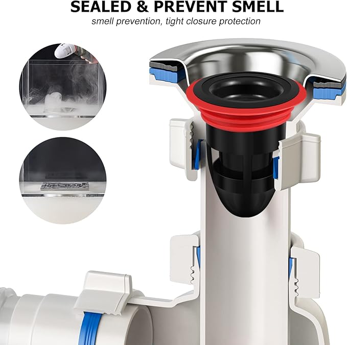 NOLITOY 2pcs Shower Floor Drain Backflow Preventer, Waste Water Drainer Valve Sewer Core Plug Gas Sealer for Kitchen Bathroom (Black, White)
