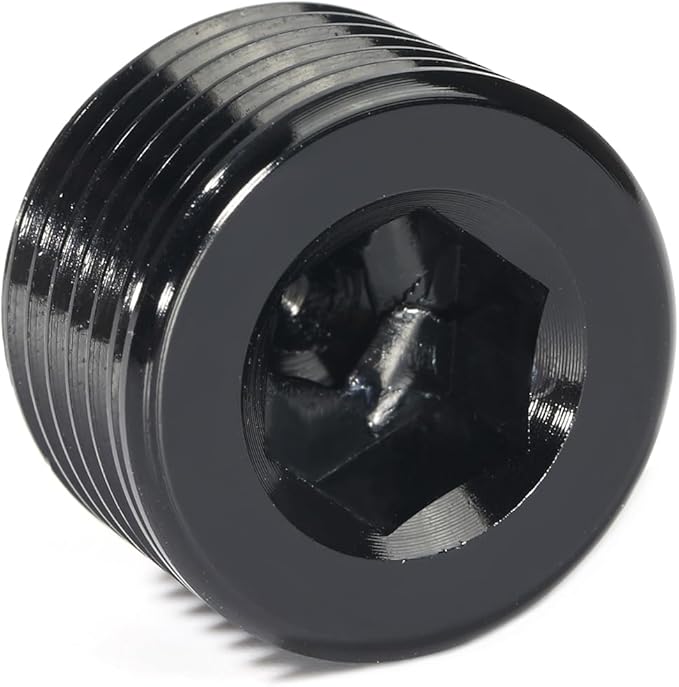 1/2 NPT Male Thread Allen Head Socket Pipe Plug Fitting Aluminum Black（2pcs）