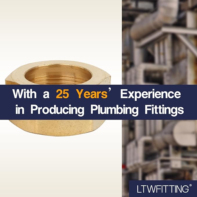 LTWFITTING 7/8-Inch Brass Compression Nut,Brass Compression Fitting(Pack of 10)