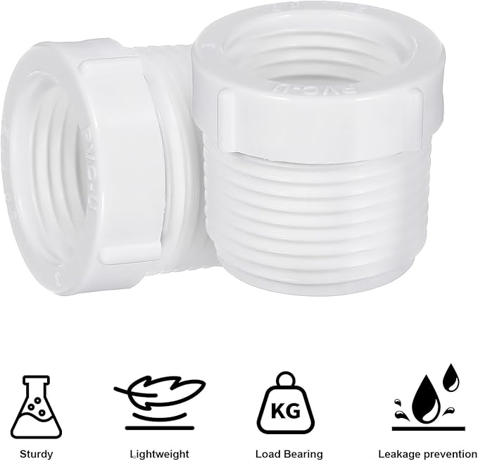 VILLCASE 10pcs PVC Threaded Reducer Coupling Male to Female Adapter Water Supply Line Connector Plumbing Fittings for Indoor Outdoor Use Easy Installation Leak-resistant