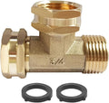 Joywayus 3/4 GHT Threaded Brass Swivel Pipe Fitting Tee T 3-way 3/4" GHT Female × 3/4" GHT Female × 3/4" GHT Male Adapter