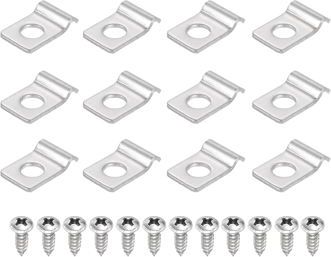uxcell 12Pcs 2mm(1/16") One Hole Rigid Pipe Strap, 304 Stainless Steel Conduit Clamp Thicken U Bracket Heavy Duty Pipe Clamp with Self-Tapping Screws for Fixing Tube Cable, Silver