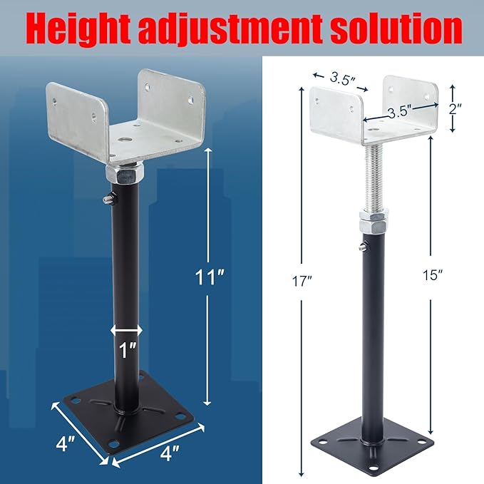 2 Pack U-Shaped Floor Jack for 4x2, 4x4, 4x6 Joists - Adjustable Steel Telepost with U-Head, Mini Screw Jack, Post Jack.11-15 Inch Adjustment Range.