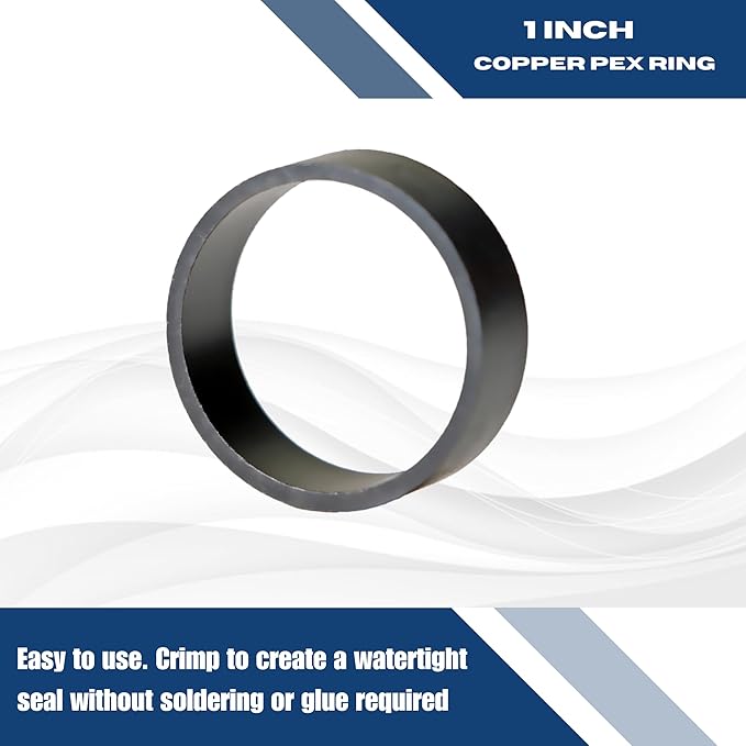 XFITTING 1 Inch Copper Pex Ring Black Oxidized Surface, 50 Pieces