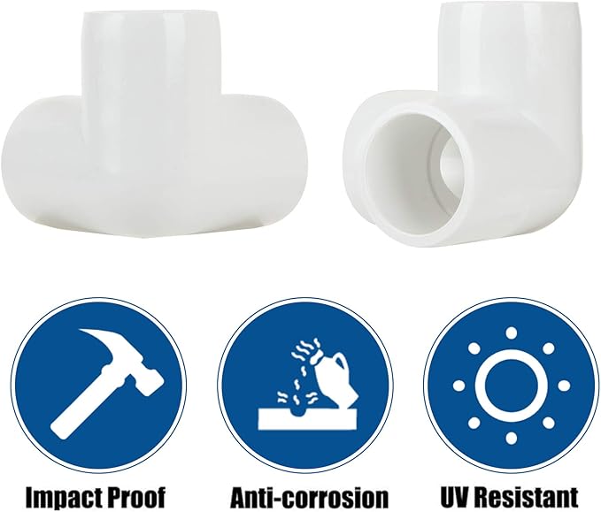 24 Pack 3/4 Inch PVC Fittings - Pipe Fitting 3 Way Elbow Connector - PVC Tee Furniture Joint Corner Fitting for Building Furniture Greenhouse Shed Pipe Tent Connection
