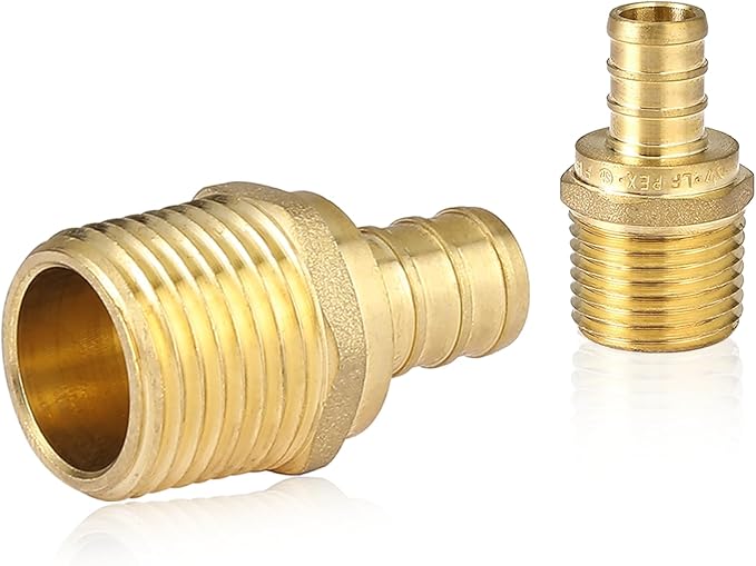 100-Pack HeSun PEX Fittings, 1/2" PEX x 1/2" Male NPT, 1/2 Inch Brass Crimp Male Adapter Fitting, ASTM F1807(PEX1807017-100)