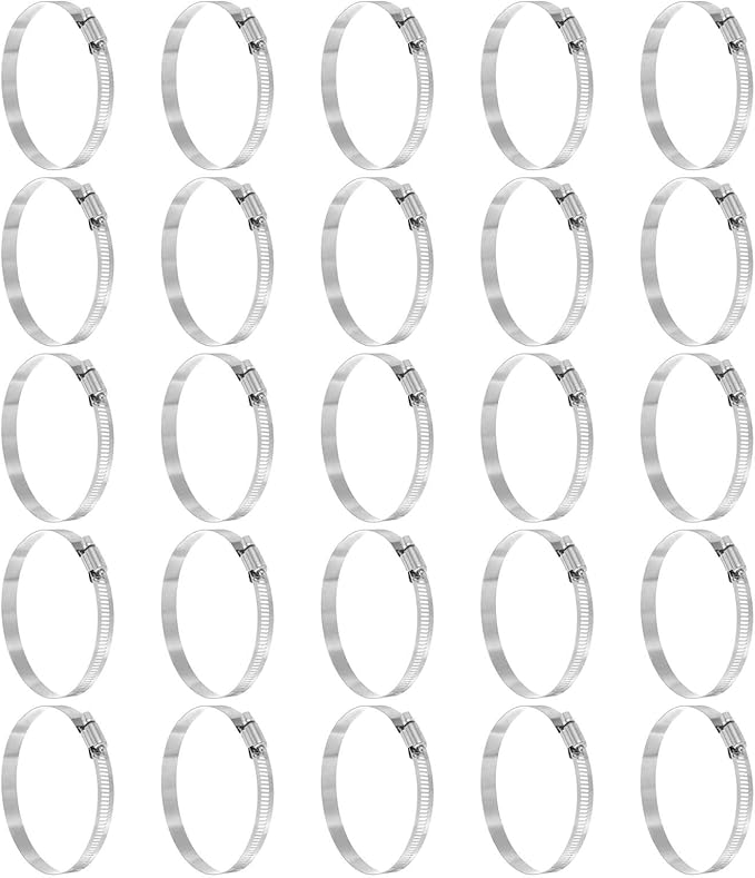 HARFINGTON 25 Pcs Hose Clamp 3-5/16"-4-1/4" (84-108mm) 304 Stainless Steel Adjustable Worm Gear Hose Clamp with Phillips Screw Assortment Kit for Fuel Line Pipe Plumbing Automotive Tube