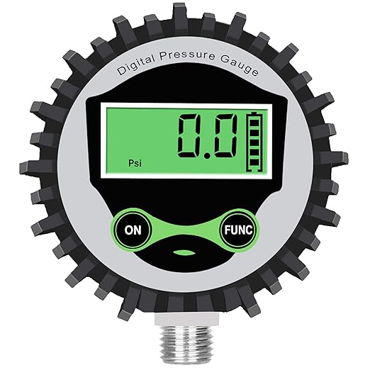 Digital Low Pressure Gauge with 1/4'' NPT Bottom Connector and Rubber Protector by Uharbour, 5-60 psi, Accuracy 1%, Resolution 0.1psi