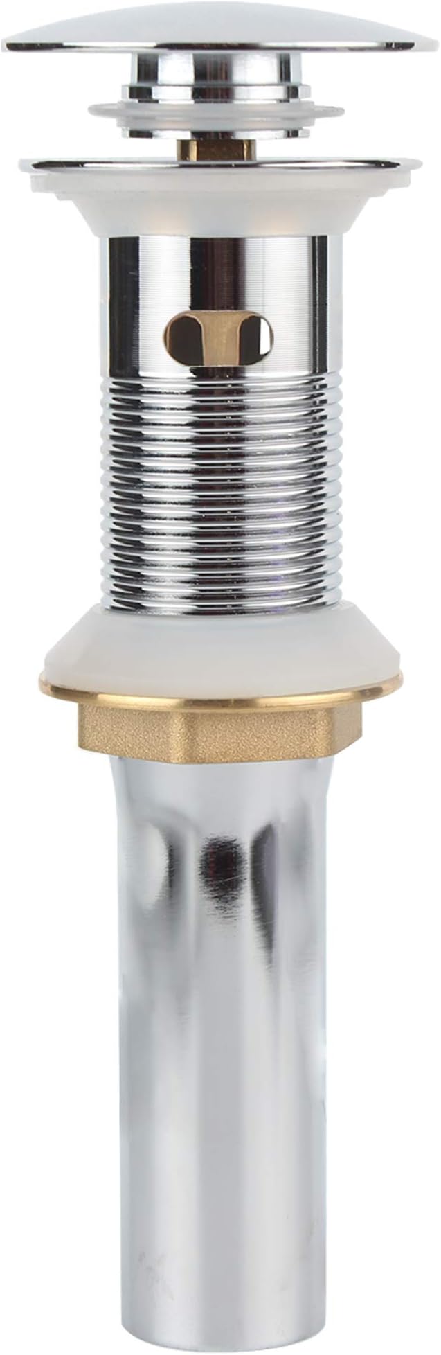 Pop Up Sink Drain with Overflow, Bathroom Faucet Vessel Vanity Sink Drain with Detachable Basket Stopper, Polished Chrome