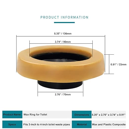 Heavy-Duty Butter Wax Ring Kit - Complete Toilet Flange Set with Reinforced Bolts for 3" & 4" Pipes (Butter Wax Ring)