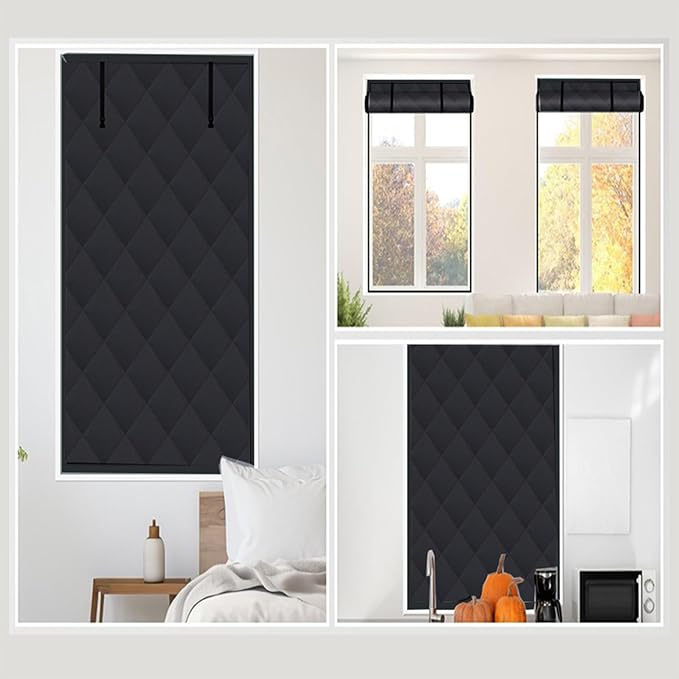 Thermal Insulated Window Cover, Window Insulation for Winter Tape Fastened Thermal Cover Roll Curtain Cold Weather Curtains Covers Kit Draft Stopper Blackouts Curtain for Home Keep Heat