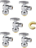 (Pack of 5) EFIELD Push Fit 1/4 Turn Angle Stop Valve Water Shut Off 1/2 Push x 3/8 Inch Compression Chrome With Dismount Clip Tool,(PF-VALVE028-5PCS)