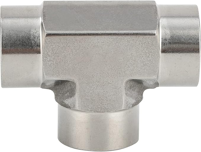 Yoebor 304 Stainless Steel Forged Tee 1/2" NPT Female x 1/2" FNPT x 1/2" NPT Female T-fitting 3 Ways Connector Pipe Fitting 2000psi 1pc