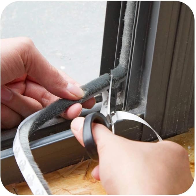 Weather Stripping Brush for Sliding Windows/Doors Frame Side,Pile Self Adhesive Weatherstrip Seal Strip Sealer Draft Stoppers (16.5ft x11/32 x 3/16 Brush inch, Grey)