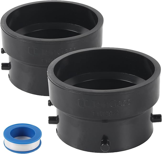 TonGass (2-Pack T1029-2 RV Sewer Termination Adapter - 3" Hub x 3" Bayonet, RV Sewer Hose Termination Adapter with Thread Seal Tape, Camper Sewers Terminations Adapters to 3" PVC - Black