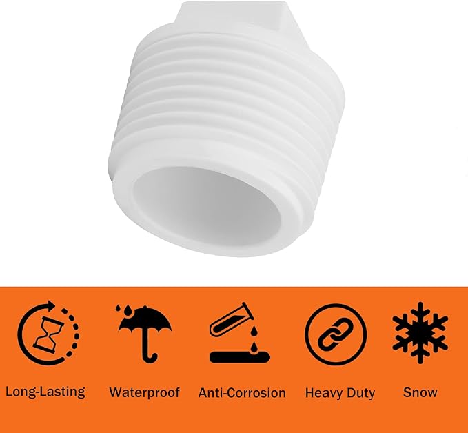 20Pack 1 Inch PVC Pipe End Cap - Male Threaded Plug Adaptor, Cleanout Plug Fitting for Water Line