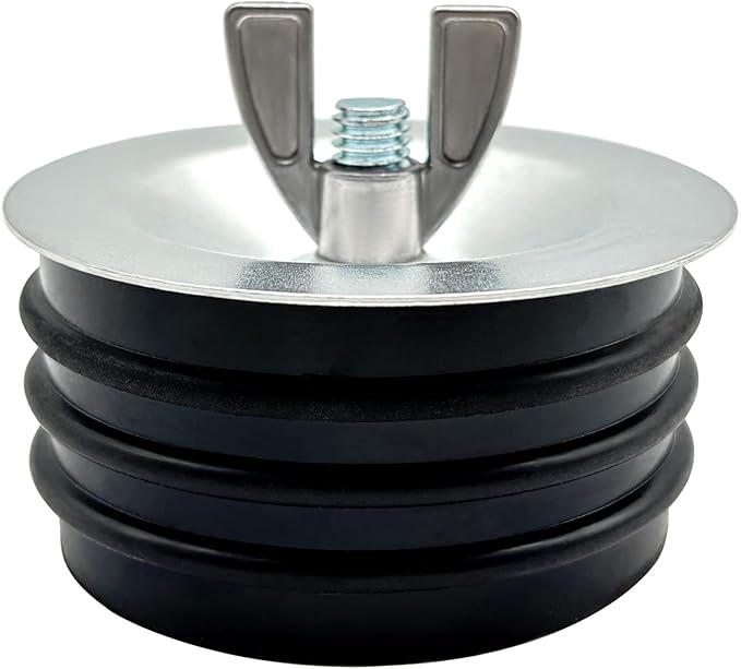 Steel Mechanical Test Plug, Sturdy Sewer Cleanout Cap with Galvanized Screw and Wing Nut Fit for Most Pipe Sink Pool,Black (4 Inch)