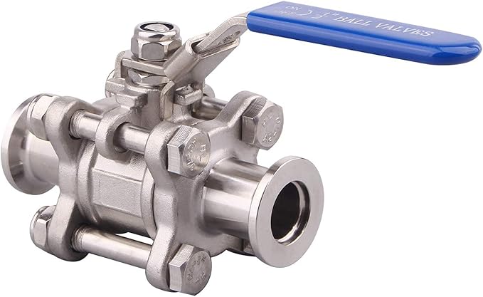 SHERICH Vacuum KF16 Ball Valve 304 Stainless Steel Clamp High Vacuum Fast Ball Valve Blue Handle With Locking Device (KF16)