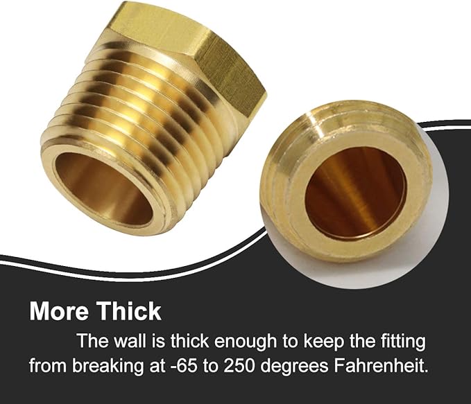 2pcs 1/2 Inch NPT Male to 1/4 Inch NPT Female Reducer Brass Pipe Hose Tube Fitting Reducing Hex Head Bushing Adapter Convert