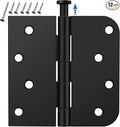 12 Pack Matte Black Door Hinges 4 Inch, Exterior Door Hinges with 5/8" Radius & Square Corners, Removable Pin, Perfect for Heavy-Duty Front & Back Door, Anti-Rust & No Squeaks