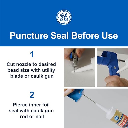 GE Supreme Paintable Silicone Caulk for Window & Door, White, 9.5 fl oz Cartridge, 12 Pack - 100% Waterproof Silicone Sealant, 7X Stronger Adhesion, Freeze & Sun Proof