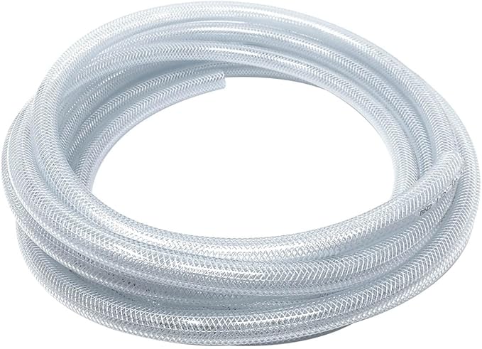 Gloxco Clear Braided PVC Tubing, Food Grade, Heavy Duty Reinforced Hose, 1/2" ID, 25 Ft Length
