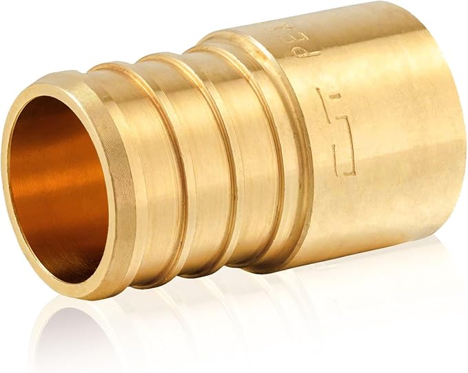 100-Pack HeSun PEX Fittings, 1" PEX x 3/4" Female Sweat Adapter (Over Copper Tube), Brass Crimp Fitting for ASTM F1807(PEX1807290-100)
