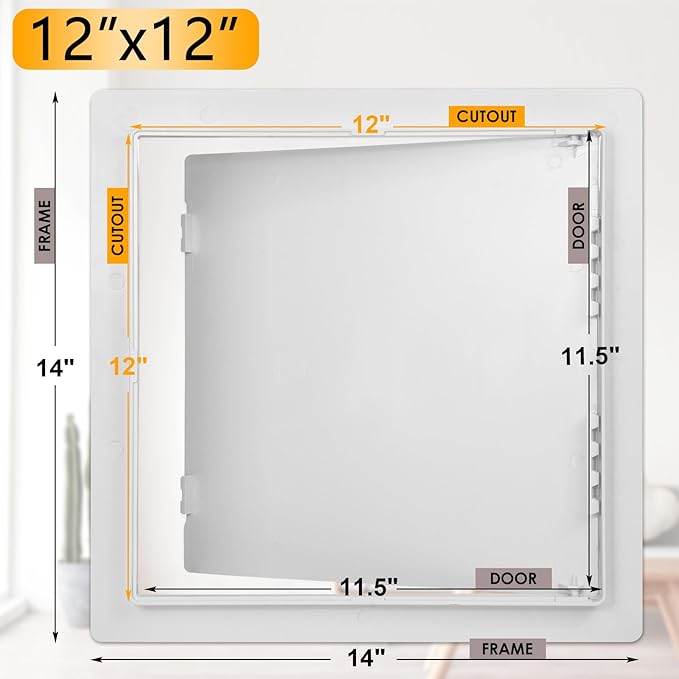 Suteck Plumbing Access Panel for Drywall Ceiling 12 x 12 Inch Reinforced Plastic Wall Access Doors Removable Hinged White