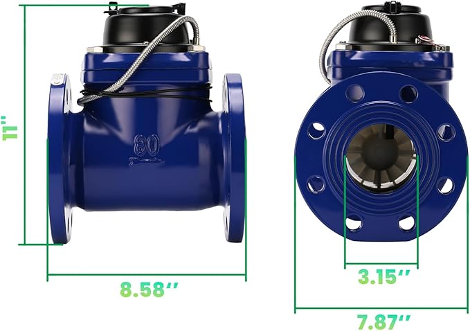 Watflow 3" WoltmannHelix Water Meter,Detachable Water Meter,Pulse Output, Epoxy-Coated Cast Iron,Resistant Seals（Cubic,Non-Potable Use）