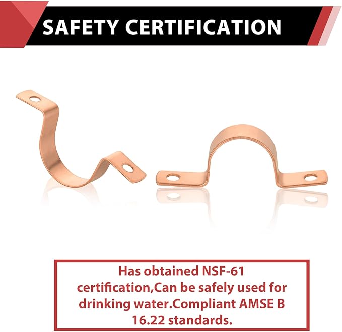 30-Pack EFIELD 3/4-Inch Copper Pipe Strap, Two-Hole Clamp Mount, Copper Made, Pro Pack, (COPPER024)