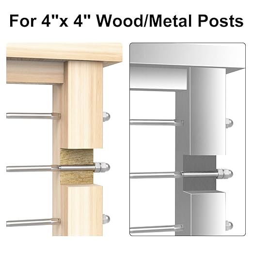 BLIKA 10 Pack 6" Long 1/8" Swage Threaded Stud Tension End Fitting Terminal for 1/8" Deck Cable Railing Hand Swage T316 Stainless Steel, 1/8" Swage Threaded Terminal for 4x4, 2x2 Wood Metal Post