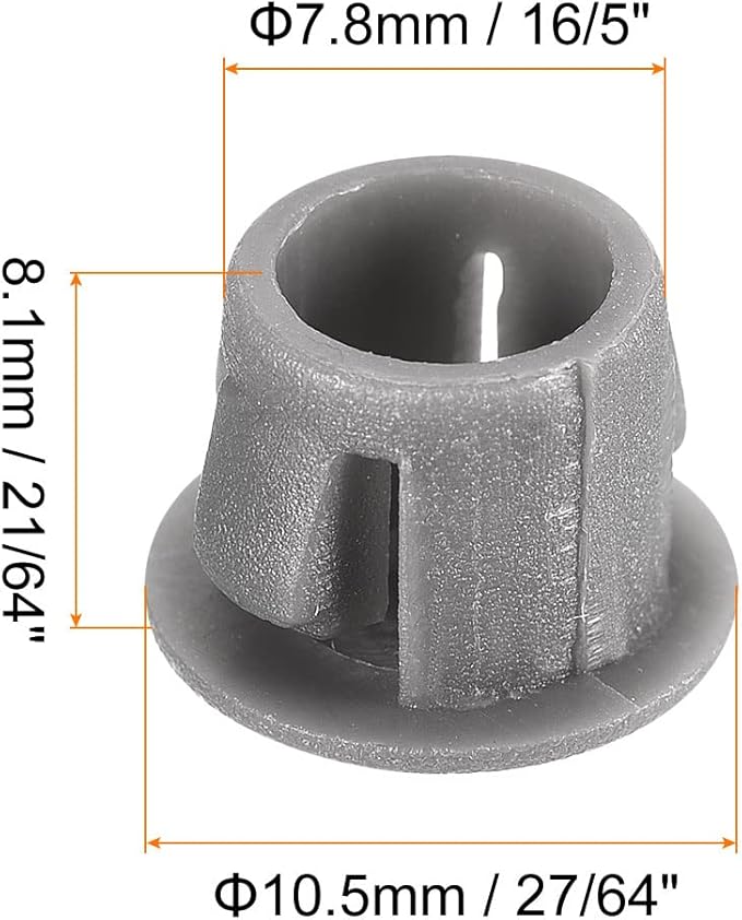 uxcell 5/16" Plastic Hole Plugs, 110Pcs Flush Type Panel Round Snap in Fastener Knockout Locking Plugs for Furniture Insert End Caps Panels, Gray