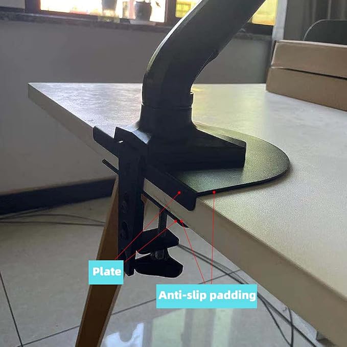 Steel Monitor Mount Reinforcement Plate，Monitor Arm Reinforcement Plate for Fragile Tabletop, Monitor Mount Reinforcement Plate Fits Most Monitor Stand C Clamp Installation
