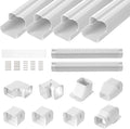 VEVOR Mini Split Line Set Cover 3-inch W 17.6Ft L, PVC Decorative Pipe Line Cover for Air Conditioner with 4 Straight Ducts & Full Components Easy to Install, Paintable for Heat Pumps, White