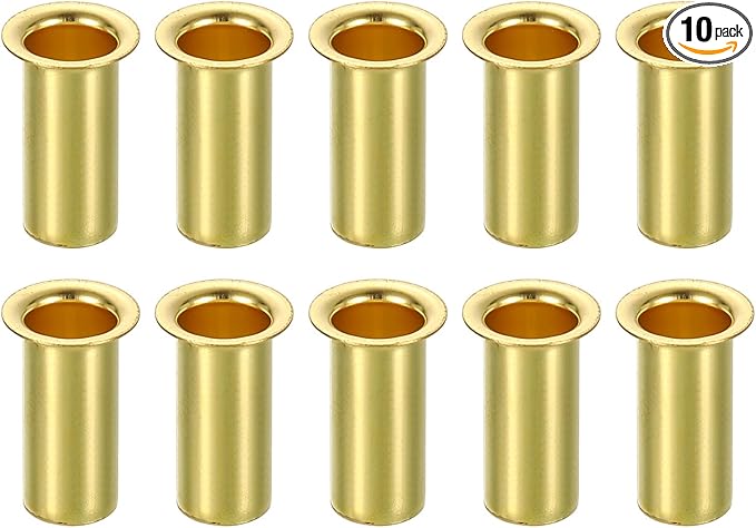 uxcell 10Pcs Fit for 6.3mm(1/4") Tube ID Brass Compression Fitting, Insert Tube Support Compression Sleeve Fitting, Sleeve Ferrules for Water Oil Air Pipe