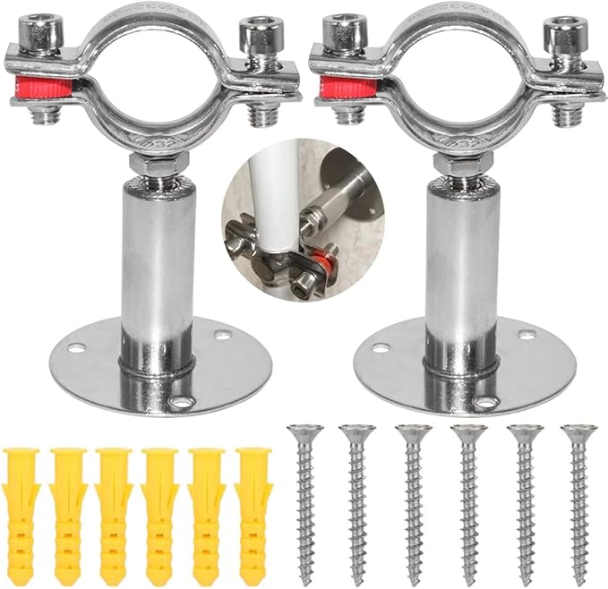 Beduan 2.25 Inch Stainless Steel Pipe Support Wall Ceiling Mount Strap Clamp Adjustable Bracket Holder for PVC Metal Water Tube Fitting (Range 57-61mm/2.24"-2.40", Height:100mm-200mm)