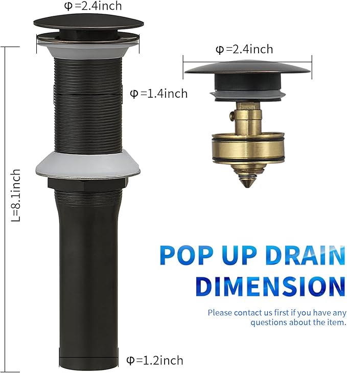 BWE One-Piece Bathroom Vessel Sink Drain Stopper Without Overflow Pop-Up Drain Assembly with Strainer for Bathroom Vessel Vanity Faucet Bathroom Solid Brass Oil Rubbed Bronze