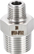 1 Pack 304 Stainless Steel Male to Male Adapter, 1/2" Male NPT x 1/4" Male NPT Hex Nipple Pipe Extension Fitting for Industrial, Automotive, Fluid Transfer, Home Gardening, Water