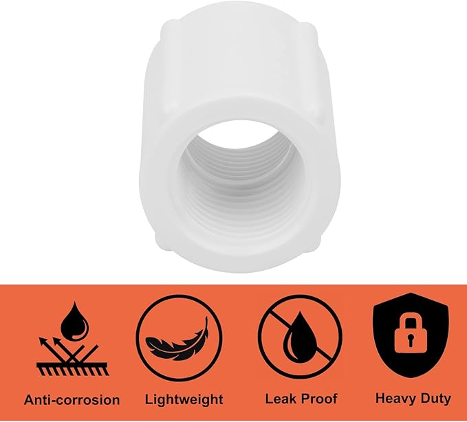 10Pack 1/2" Double Female Thread PVC Pipe Coupling Adapter Pipe Fitting Connector SCH40 1/2Inch F to F Threaded PVC Coupling Pipe Fitting for Sprinkler,Irrigation,Swimming Pools