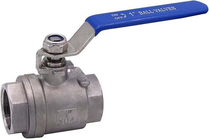 DERNORD Ball Valve Stainless Steel 304 1" NPT Heavy Duty for Water, Oil, and Gas with Blue Locking Handles (Pack of 2)