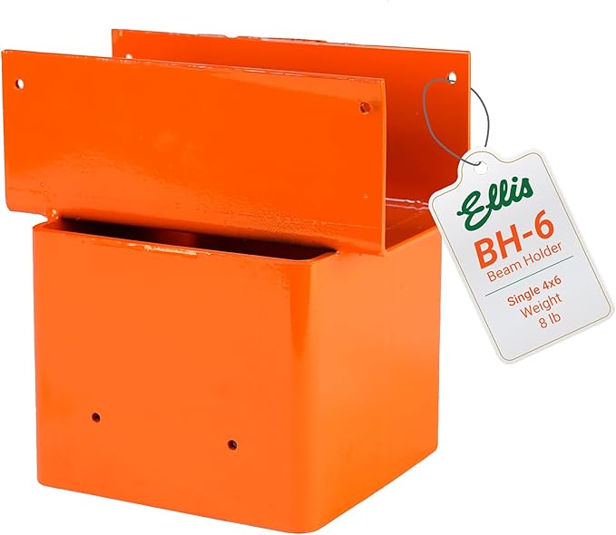 Ellis Manufacturing Company - Beam Holder for 6x6 Post - Supports 4x4 or 4x6 Cross Beam - Metal Shelf, Wall Mount Bracket for Construction, Garage, & Shelving Applications