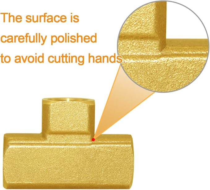 Joywayus Brass Pipe Fitting Barstock Tee 3 Way 1/4" x 1/4" x 1/4" NPT Female Hose Fitting(Pack of 2)