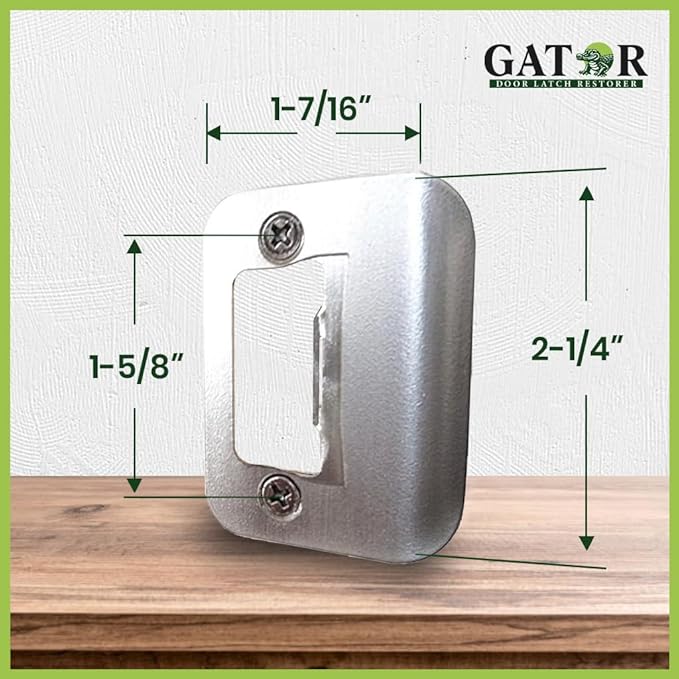 Gator Door Strike Plate with Screws, – 2-1/4" by 1-3/4" Universal Latch Restorer Alloy Steel Lock Hardware for Interior and Exterior Doors, Replacement Door Latch Plate | Satin Nickel 1-Pack