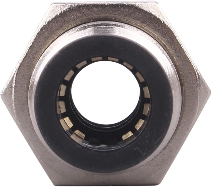Bulkhead Union Push to Connect Tube Fitting 1/2 Inch Tube OD Stainless Steel Double Threaded (2 Packs)