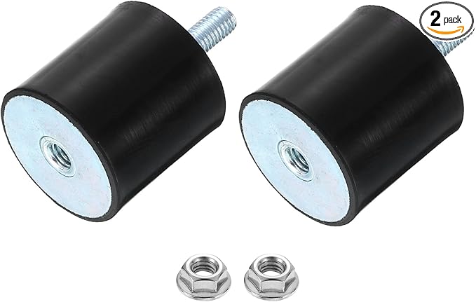 uxcell M8 Rubber Mounts, 2Pcs 40x40mm(DxH) Rubber Cylindrical Anti Vibration Isolator Shock Absorber with Lock Nut for Car Bobbin Generator Air Compressors