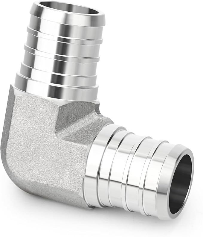 TAISHER 1PCS 304 Stainless Steel 90 Degree Elbow Pex Fittings, 3/4" Pex Fitting With 2PCS Hose Clamp For Pex Tubing Pipe