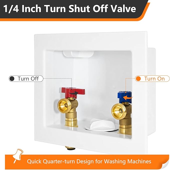 1-Pack HeSun Washing Machine Outlet Box, 1/2 Inch Push-Fit Inlet x 3/4 Inch MHT Outlet Connection, Push to Connect Pex Laundry Washer Box with Center Drain(WM005)