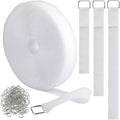1"x16ft Hook and Loop Straps with 25 Metal Buckles, Adjustable Fastening Cable Straps, Cut-to-Length Cinch Strap, Reusable Nylon Securing Cord Ties for Organizer or Storage, 1 inch Wide, White