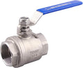 DERNORD Full Port Ball Valve Stainless Steel 304 Heavy Duty for Water, Oil, and Gas with Blue Locking Handles (1-1/4" NPT)
