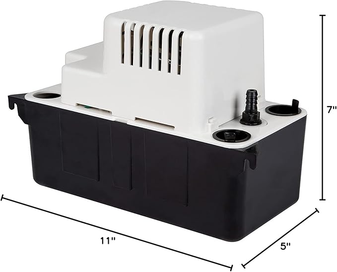 Little Giant VCMA-20ULS 115 Volt, 80 GPH, 1/30 HP Automatic Condensate Removal Pump for HVAC/Refrigeration Systems/Dehumidifiers with Overflow Detection Switch and 6-Foot Cord, White/Black, 554425
